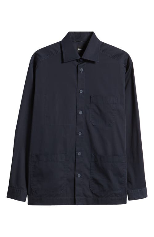 BOSS Cory Stretch Cotton Blend Button-Up Work Shirt Dark Blue at Nordstrom,