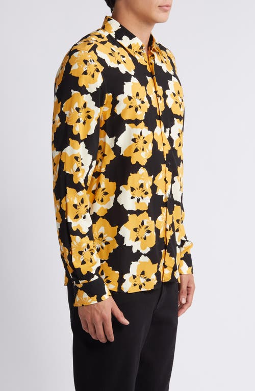 Shop Hugo Emero Floral Button-up Shirt In Gold