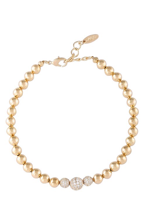 Cubic Zirconia Bead Anklet in Gold