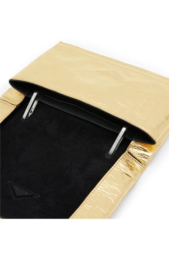 Allsaints Yua Leather Clutch In Gold