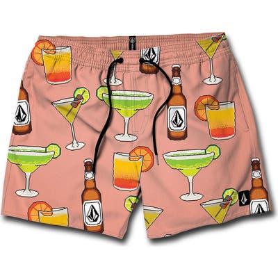 Volcom 8 Bit Swim Trunks, Coral