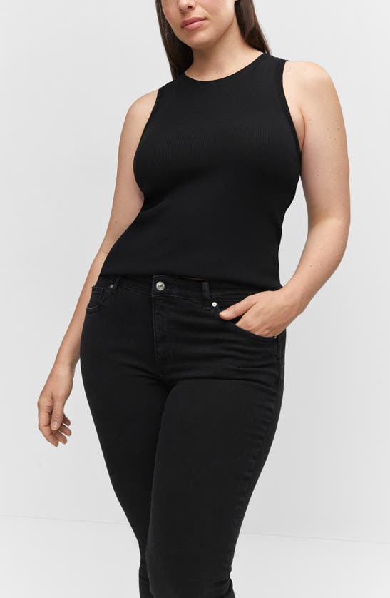 Shop Mango Low Rise Skinny Push-up Jeans In Black Denim