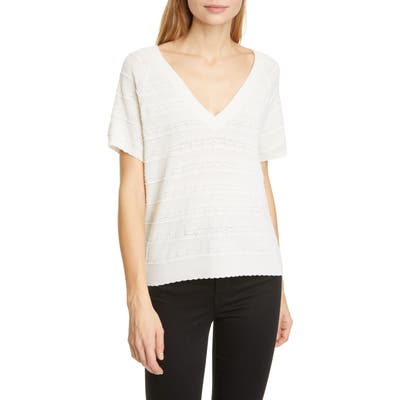 Joie Anoushka Short Sleeve Merino Wool Sweater, White