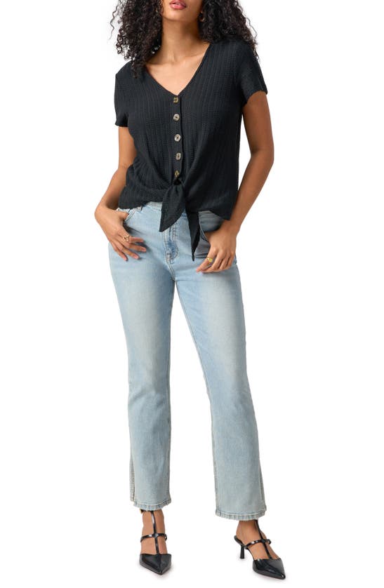 Sanctuary By My Side Tie Hem Sweater In Black