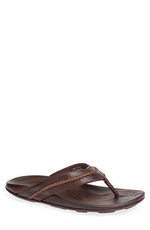 Olukai Mea Ola Flip Flop In Dark Java/dark Java Leather