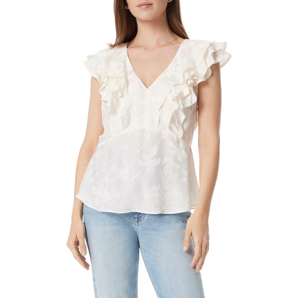 Sam Edelman Maila Ruffle Satin Top In Parchment