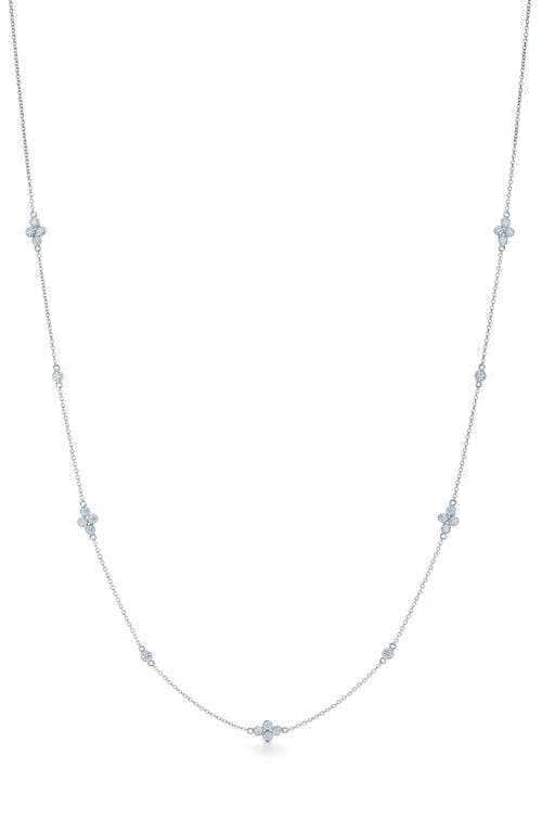 Diamond Station String Necklace in White Gold