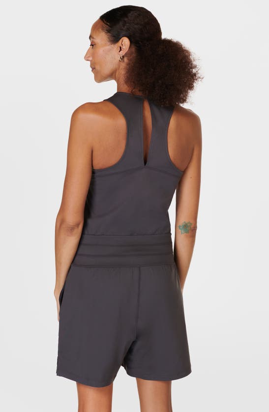 Shop Sweaty Betty Gaia Yoga Sleeveless Romper In Urban Grey