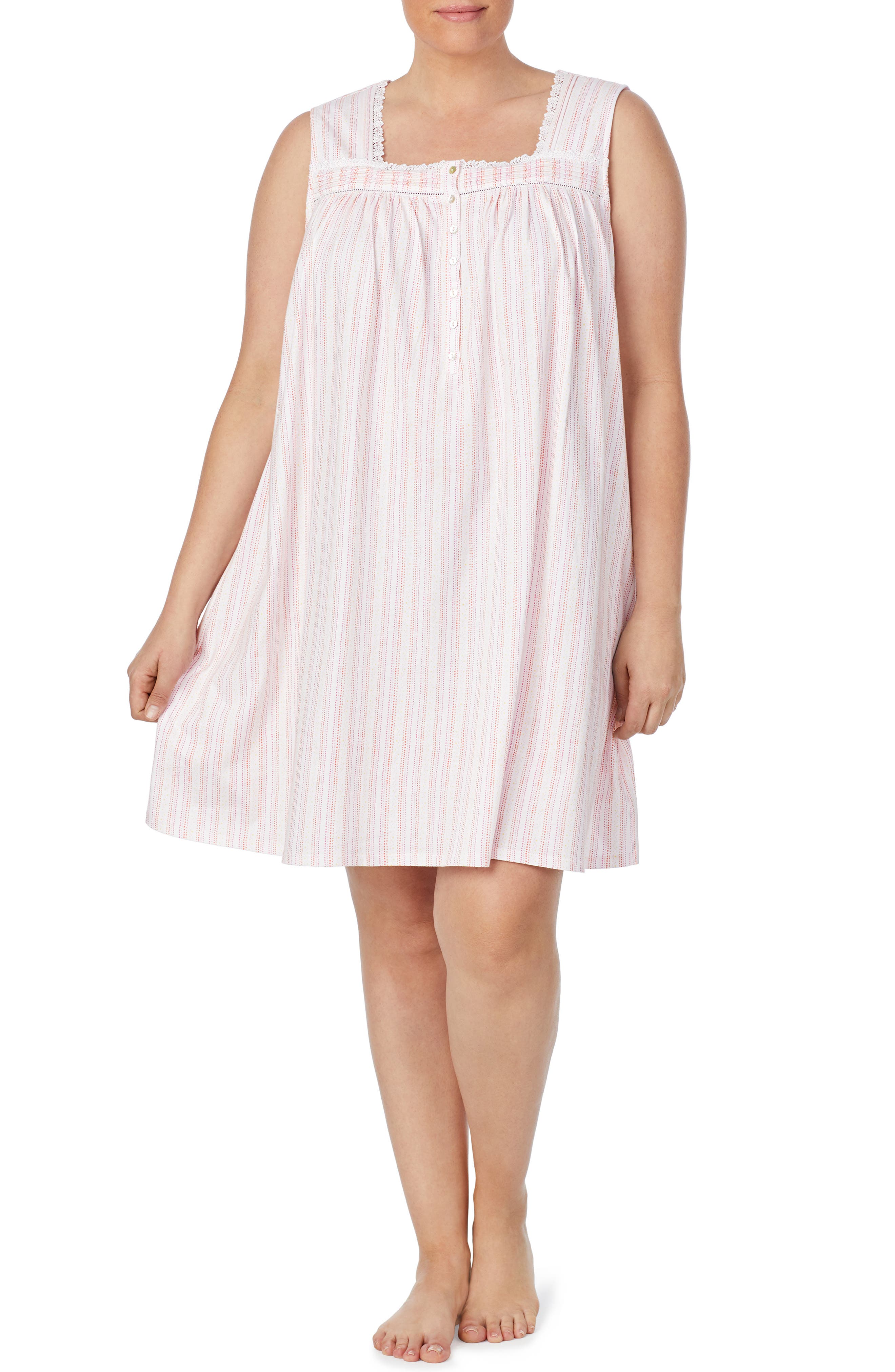 Eileen West Square Neck Sleeveless Nightgown, Pink