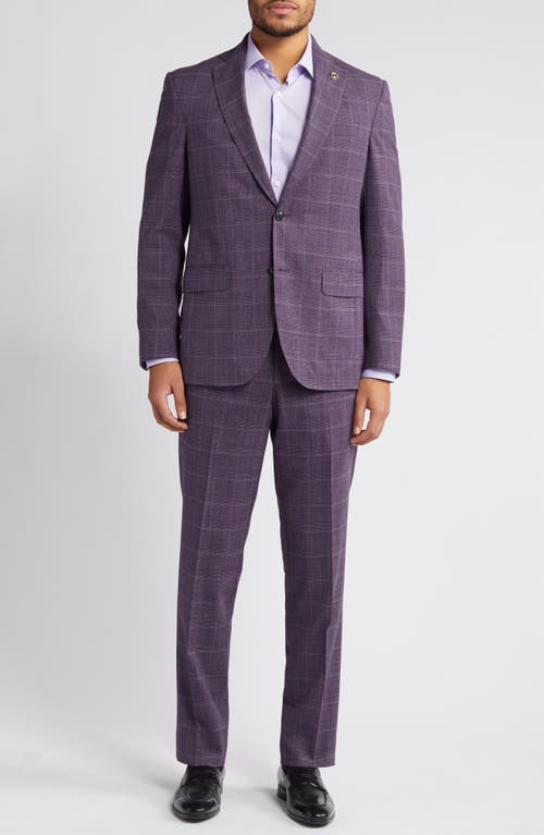 Ted Baker London Karl Slim Fit Plaid Stretch Wool Blend Suit Berry at Nordstrom,