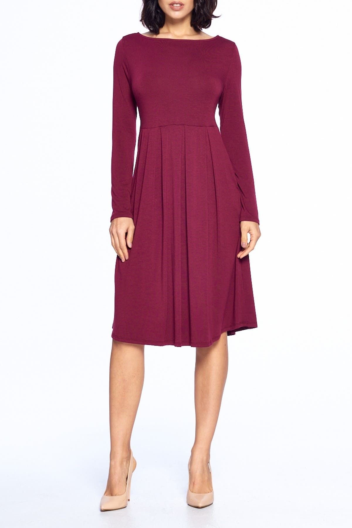 West Kei Boatneck Long Sleeve Midi Dress In Natural6