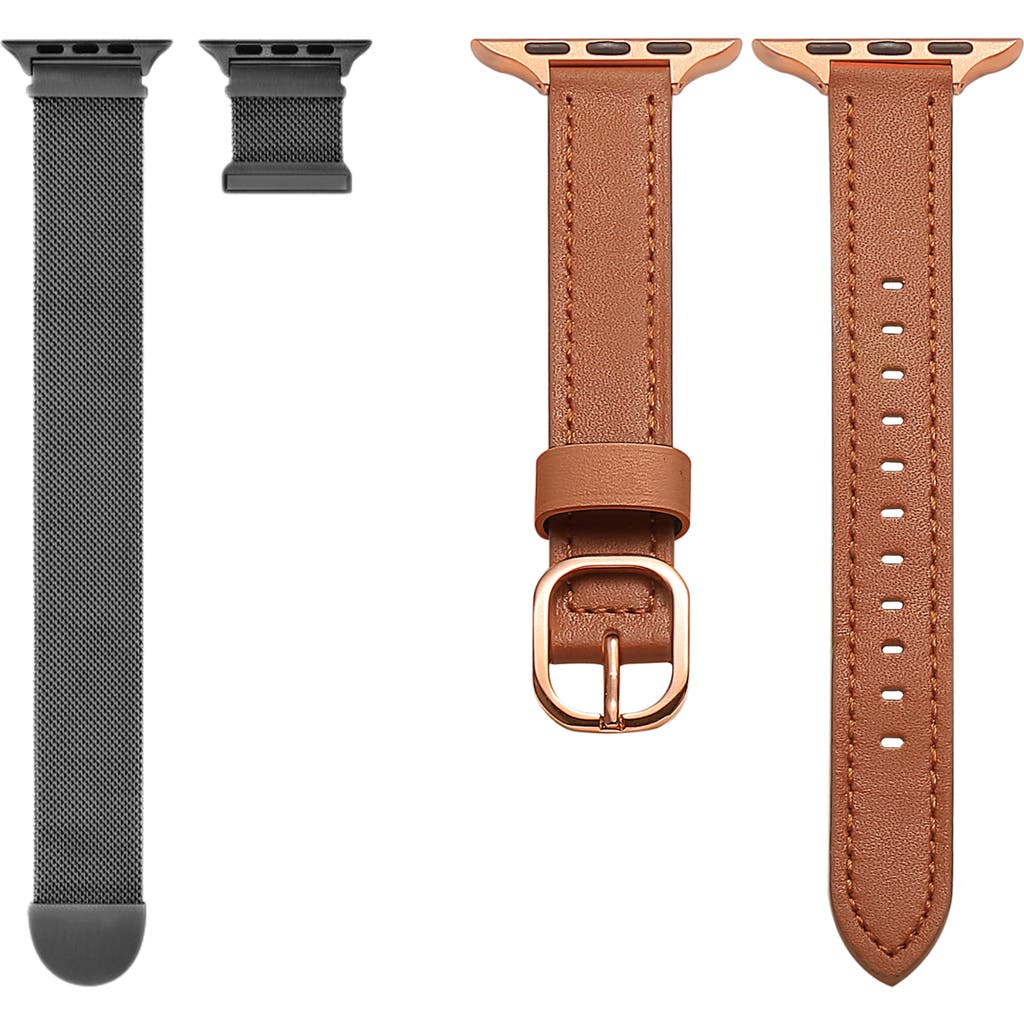 The Posh Tech Assorted 2-pack 38mm Apple Watch® Watchbands In Brown/black