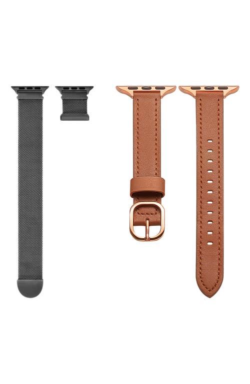 Shop The Posh Tech Assorted 2-pack 38mm Apple Watch® Watchbands In Brown/black