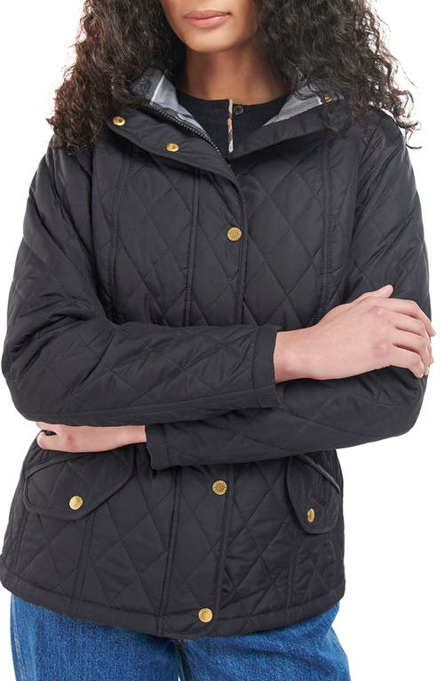 Barbour Millfire Quilted Hooded Jacket in Navy/Classic