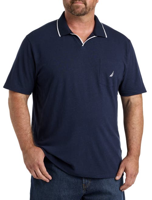 Shop Nautica Split-collar Polo Shirt In Navy Seas