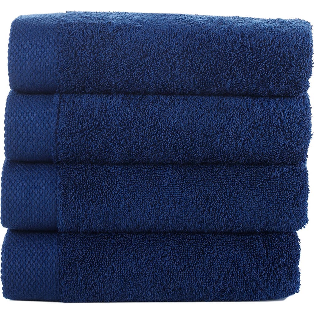 Shop Brooks Brothers Solid Signature 4-pack Turkish Cotton Washcloths In Navy