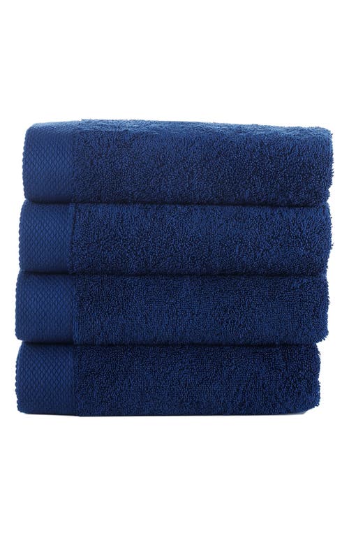 Shop Brooks Brothers Solid Signature 4-pack Turkish Cotton Washcloths In Navy