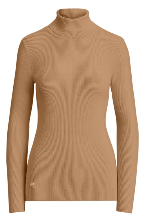Ralph Lauren Lauren Ribbed Turtleneck Sweater In Classic Camel