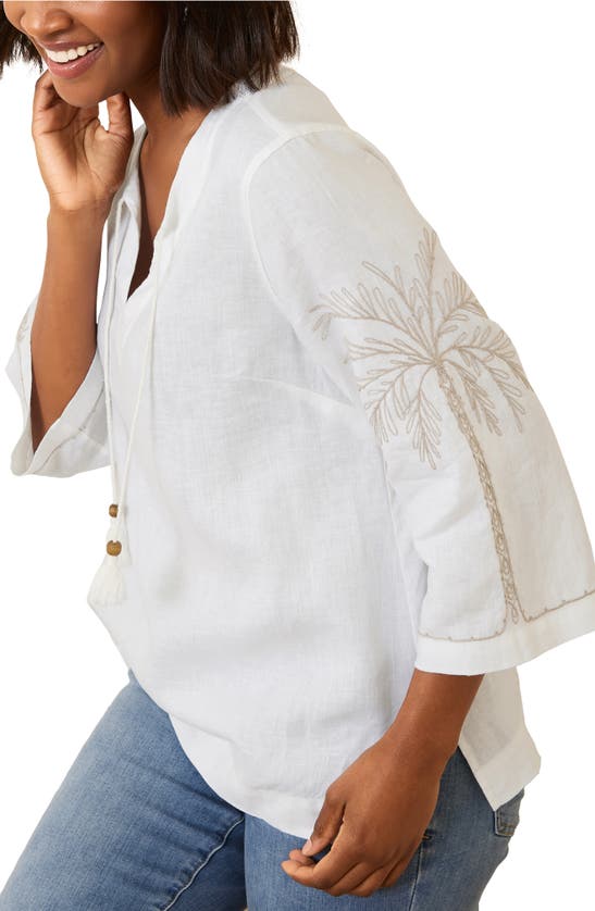 Shop Tommy Bahama Breezy Palms Embroidered Linen Tunic Top In White