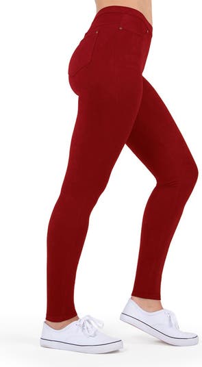 MeMoi Microsuede Form Fitting Leggings W/ Functional Back & Faux Front  Pockets