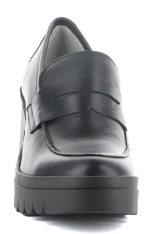 Shop Fly London Toky Platform Penny Loafer In Black Dublin