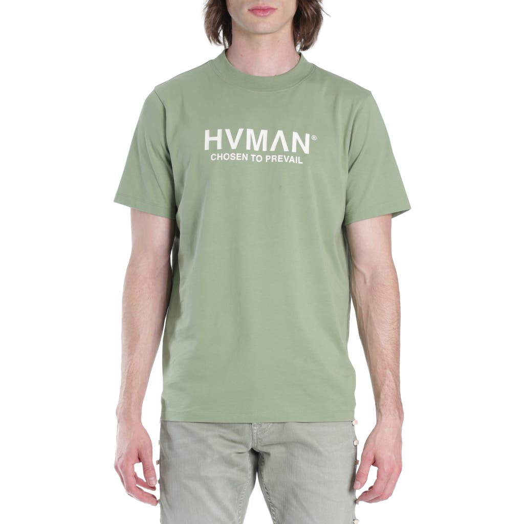Shop Hvman Cotton Logo Tee In Green