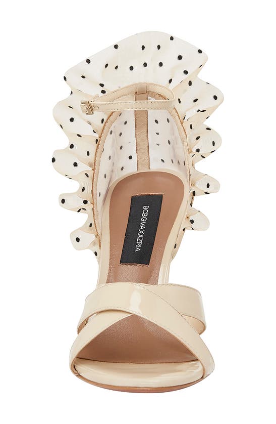 Shop Bcbgmaxazria Stella Ruffle Ankle Strap Sandal In Taupe Patent
