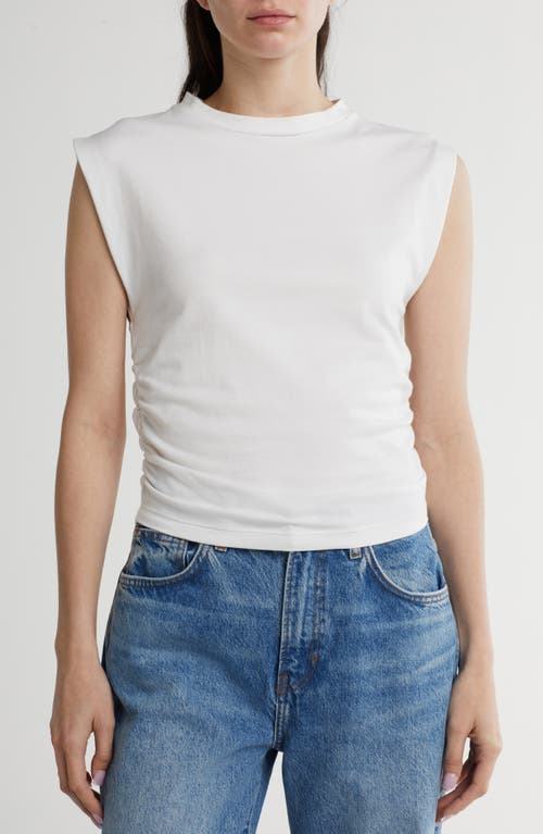 Renee C Ruched Side Muscle Tee In White