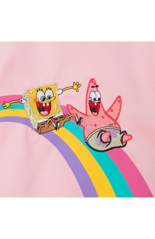 Shop Andy & Evan Kids' Spongebob® Embroidered Colorblock Bomber Jacket In Pink