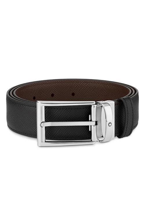 Montblanc Trapeze Reversible Leather Belt In Black/brown