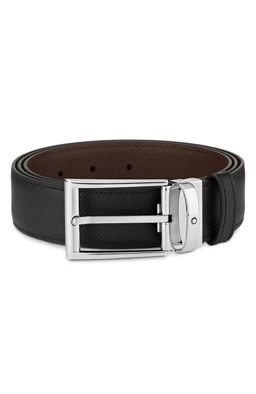 Shop Montblanc Trapeze Reversible Leather Belt In Black/brown