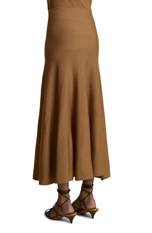 Shop Khaite Mayu Wool Blend Midi Sweater Skirt In Cafe