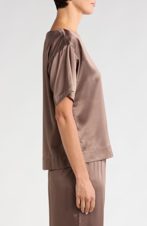 Shop Natori Glamour Satin Pajama Top In Taupe