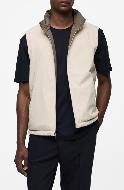 Shop Mango Water Repellent Reversible Vest In Khaki