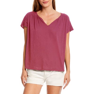 Michael Stars Tammy Notch Neck Tee, Size One Size - Pink