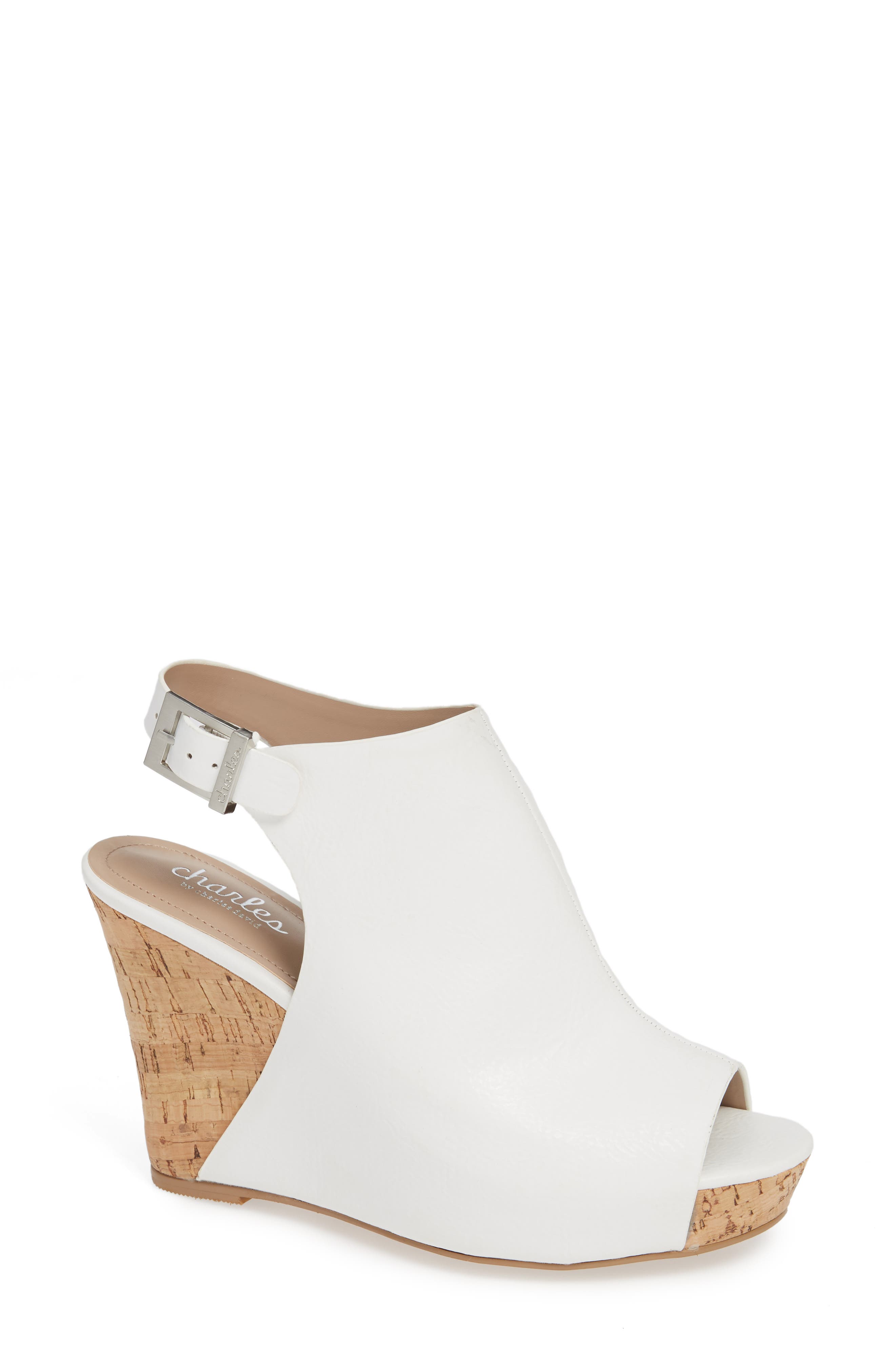 Charles By Charles David Lobby Slingback Wedge Sandal- White