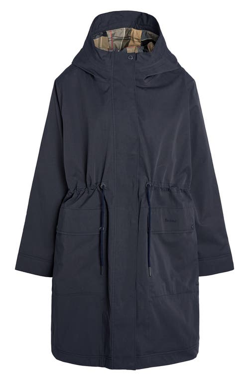 Shop Barbour Bowlees Waterproof Longline Jacket In Dk Navy/dress