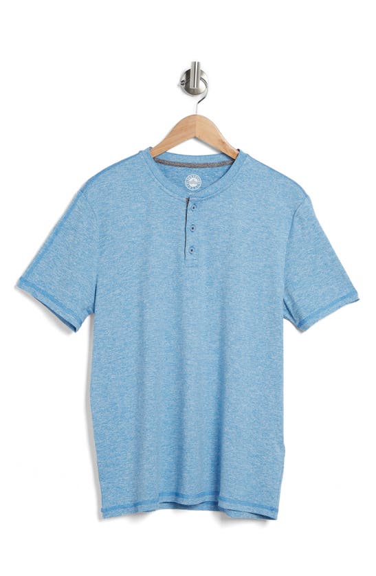 Flag And Anthem Marled Short Sleeve Performance Henley In Blue Heather