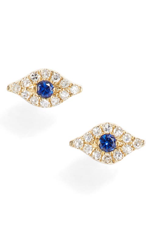 EF Collection Evil Eye Diamond & Sapphire Stud Earrings in Yellow Gold at Nordstrom