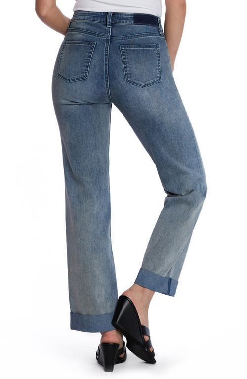 Shop Hint Of Blu High Waist Ankle Wide Leg Boyfriend Jeans In Fresh Blue