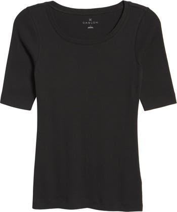 Real Comfort® Cotton Essential Layering Tee, Ballet Neck, Elbow