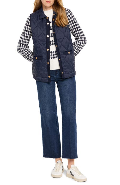 Nic + Zoe Knit Trim Puffer Vest In Dark Indigo In Dark Indigo