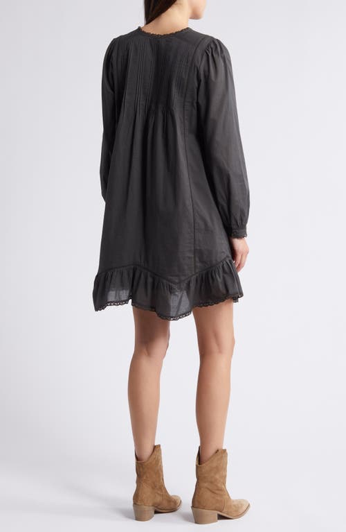 Shop Treasure & Bond Long Sleeve Cotton Voile Shift Dress In Black Coal