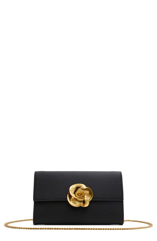 Ted Baker Kira Rose Textured Leather Clutch In Black