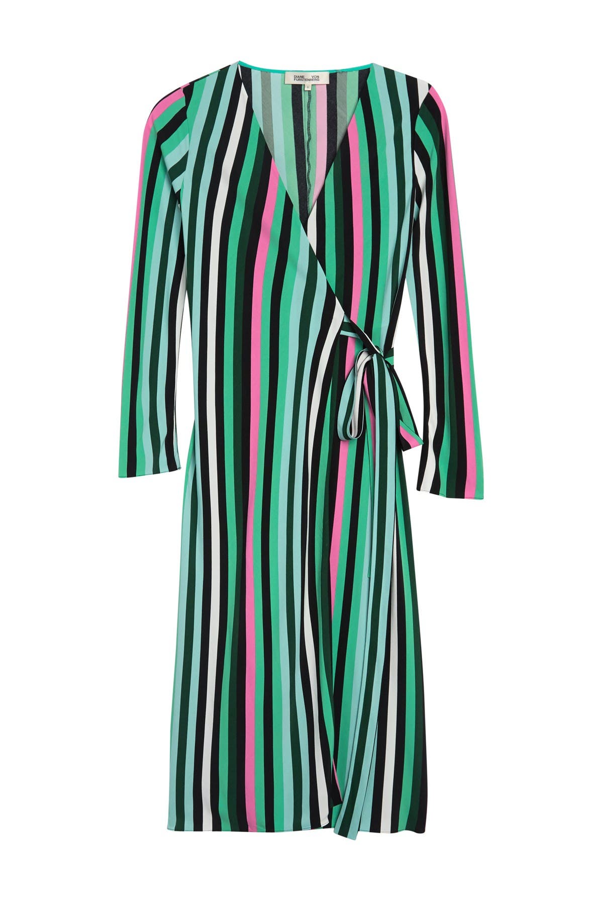 dvf striped wrap dress