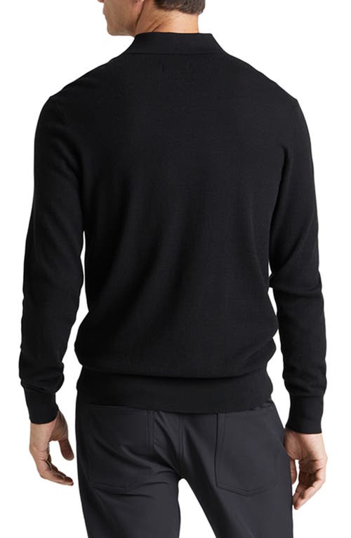 Shop Goodlife Mini Waffle Long Sleeve Polo In Black