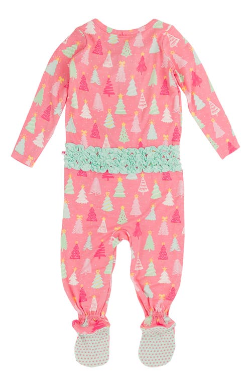 Rufflebutts Pink Pines Ruffle Convertible Zip Footie In Pink