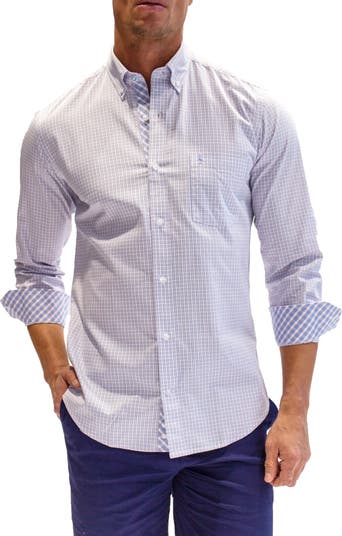 TailorByrd Heritage Check Print Long Sleeve Cotton Button-Down Shirt ...