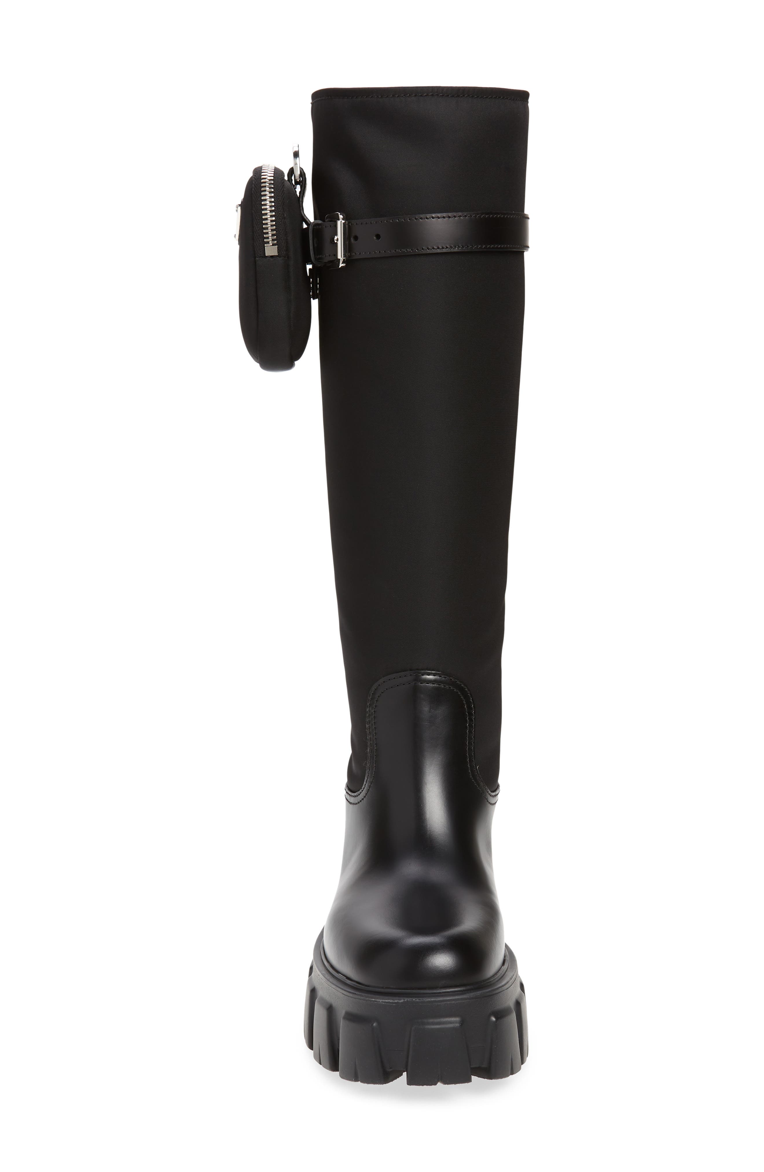 monolith mini bag knee high boot prada