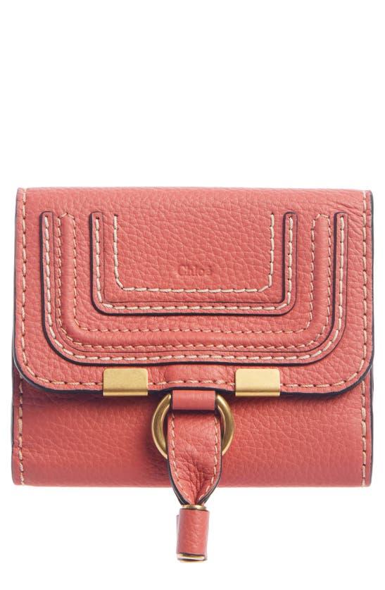 Chloé Marcie Leather French Wallet In Scarlet Pink